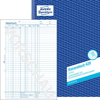Obrázek produktu pro Avery Zweckform® 426 Pokladní kniha, DIN A4, podle daňového kódu 300, 100 listů, bílá barva