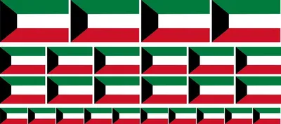 Produktbild von Mini Aufkleber Set - Pack glatt - 4x 51x31mm+ 12x 33x20mm + 10x 20x12mm- selbstklebender Sticker - Kuwait - Flagge / Banner / Standarte fürs Auto, Büro, zu Hause und die Schule - Set of 26