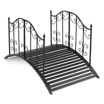 Image de COSTWAY - Pont de jardin en métal, 118 cm, pont pour bassin supportant jusqu'à 150 kg, pont avec garde-corps décoratifs, pont en métal au style antique, pont ornemental stable et résistant aux intempéries