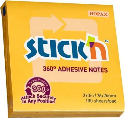 Image de Notes autocollantes Hopax 360° - 76 x 76 mm / 100 feuillets / orange