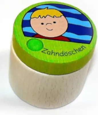 Produktbild von Holzspielzeug Holzdose für Milchzähne für Jungen  BxLxH 40x40x35mm NEU