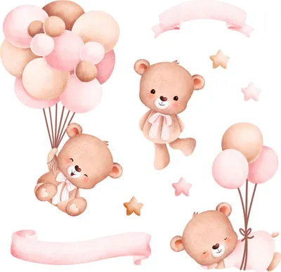 Produktbild von Wandaufkleber Kinderzimmer – Wandsticker für Baby & Kinder – Selbstklebende Wanddekoration – Abnehmbar ohne Rückstände – Deko für Mädchen & Jungen - Aquarell-Teddybären mit Luftballons in zarten Farbtönen80x116 cm
