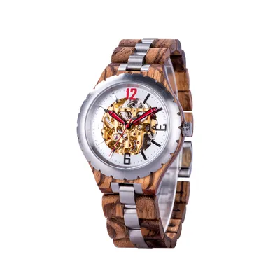 Produktbild von Edenhölzer Holzuhr Herren Armbanduhr Automatik Lombok Holzarmband ED086-005