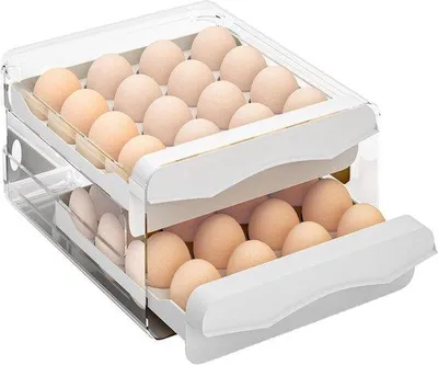 Obrázek produktu pro Organizér na vejce do lednice Famanu – systém s posuvnými zásuvkami, 32 přihrádek, bílá barva