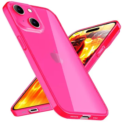 Produktbild von Hülle Neon Klar für iPhone 15 Plus Bunt Leuchtend Silikon Handyhülle Schutz Case Pink