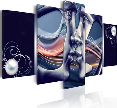 Produktbild von Modernes Wandbild h-A-0035-b-p (150x75) - 5 Teilig Bilder Fotografie auf Vlies Leinwand Foto Bild Dekoration Wand Bilder Kunstdruck ABSTRAKT GESTALT FIGUR PAAR KUSS LIEBE