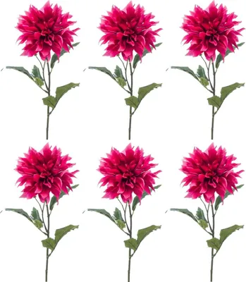 Produktbild von 6er Set künstliche Dahlien mit XXL Blüte fuchsia H. 60cm Emerald Kunstblumen