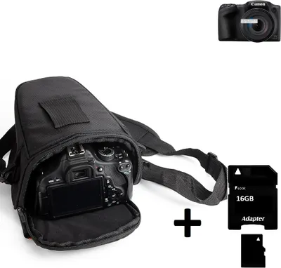 Produktbild von K-S-Trade Schultertasche kompatibel mit Canon PowerShot SX430 IS Colt Kameratasche für Systemkameras DSLR DSLM SLR, Bridge etc., + 16GB Speicherkarte