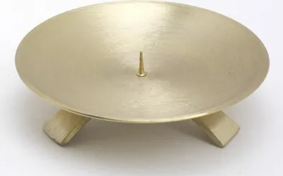 Produktbild von Dreifußleuchter Gold gebürstet kleinem Dorn 13 cm, ideal für Taufkerzen, Kommunionkerzen, Konfirmationskerzen, Hochzeitskerzen, Trauerkerzen