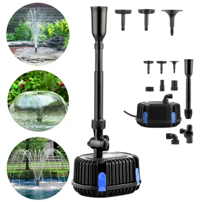 Produktbild von Teichpumpe Wasserspiel 1500l/h 25W, 1,8 m Förderhöhe, Filter Bachlauf Springbrunnen CHP 1500 mit drei Wasserspielen, Filter, Anschlusskabel 5 m