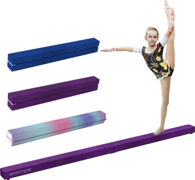 Produktbild von SPORTNOW 210 cm Klappbarer Samt-Gymnastikbalken, Balancierbalken mit rutschfester Unterseite, Gymnastik-Trainingsgerät für Jugendliche und Erwachsene, Lila