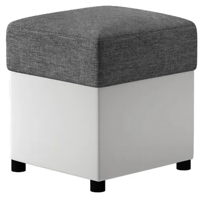 Image de Tabouret cube avec espace de rangement EVREN 1 - gris foncé / blanc