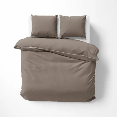 Produktbild von Bettwäsche, Baumwoll-Makosatin, einfarbig 160x200 Taupe