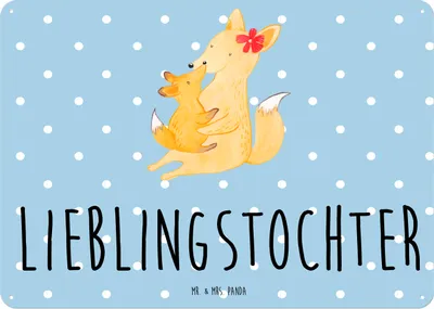 Produktbild von Mr. & Mrs. Panda Schild Fuchs Mama DIN A5 - Blau Pastell - Geschenk, Tochter, Blechtafel, Muttertag, tafel, Blechschild, Mutter, wandtafel, Schoß, Wandbild