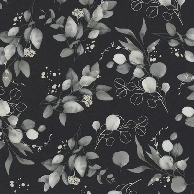 Produktbild von Florale Aquarell-Tapete Schwarz Grau Silber – Vliestapete mit Blättern – Elegante Mustertapete AS-Creation (KG-174529)