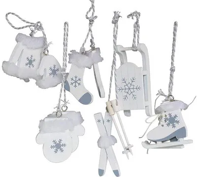 Produktbild von Weihnachtsbaumdeko 6-teilig weiß Holz