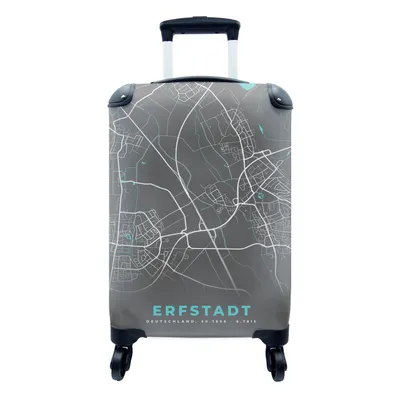 Produktbild von MuchoWow® Koffer Handgepäck Trolley Rollkoffer Kleine Reisekoffer mit 4 Rollen - Erfstadt - Stadtplan - Blau - Karte - Deutschland - Cabin Size < 55x40x23 cm & 55x40x20 cm - Fotokoffer - Kabinenkoffer - Boardgepäck - Reise-Box - Reisekoffer - Reisegepäck - Koffer mit Bild - Trolley für Kinder