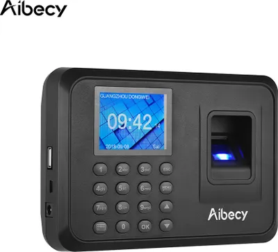 Zdjęcie produktu dla Biometryczny rejestrator obecności Aibecy z czytnikiem linii papilarnych, wielojęzyczny, z ekranem LCD o przekątnej 2,4 cala, do zarządzania pracownikami, z funkcją rejestratora czasu pracy i rejestratora rejestracji, obsługuje pamięć USB do pobierania danych
