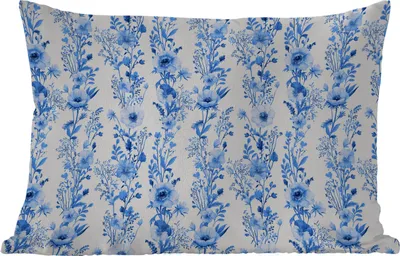 Produktbild von MuchoWow® Outdoor Kissen - Blumen - Anemone - Muster - Blau - 60x40 cm - Wetterfest - Lounge Kissen - Zierkissen - Kissen für Innenräume