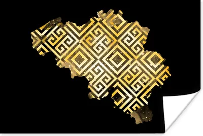 Produktbild von MuchoWow® Poster Karte Belgien - Gold - Muster 120x80 cm - Bilder