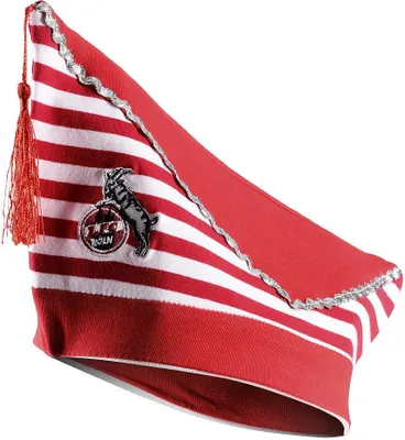 Productafbeelding van 1. FC Karnevalsmuts met krullen, ringeltjes en een klein bootje, rood-wit