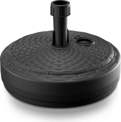 Produktbild von DEUBA® Sonnenschirmständer Poly Rattan Rund bis Ø 26 mm Mast Befüllbar Sonnenschirm Schirmständer Ständer Gartenschirm Balkon Terrasse Garten Schwarz