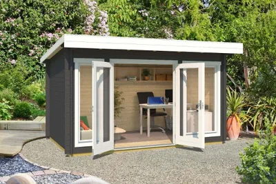 Produktbild von Gartenhaus Outdoor Life Dorset 1 inkl. Fußboden 430 x 320 cm lichtgrau