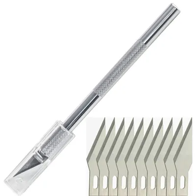 Bastelmesser mit Metallgriff, 12 cm, inkl. 10 Ersatzklingen