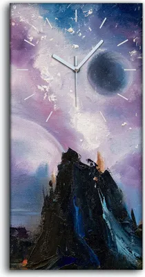 Produktbild von Küche Wohnzimmer Wand Leinwand Uhr 30x60 Malerei Abstrakte Kunst Galaxie Planet - weiße Hände