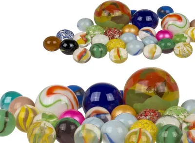 Produktbild von Glasmurmeln Murmel Spiel ca. 250g bunte Glaskugeln diverse Größen Basteln Spiel
