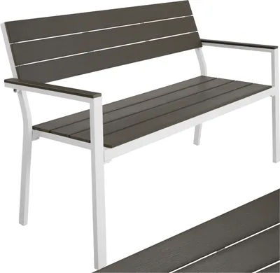 Produktbild von Gartenbank Line 2-Sitzer mit Aluminiumrahmen 128x59x88cm - hellgrau/weiß