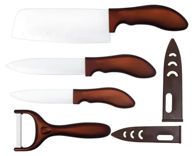 Keramische Messenset 6-teilig Rot mit Messerblock