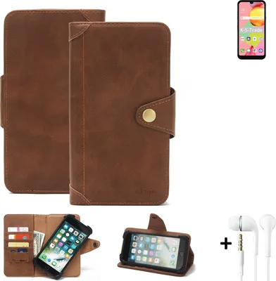 Produktbild von K-S-Trade Handyhülle + Kopfhörer für LG Electronics Risio 4 Schutz Hülle Walletcase Bookstyle Tasche Case Handytasche Wallet Flipcase Cover PU
