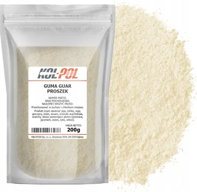 Zdjęcie produktu dla GUMA GUAR 200g Zagęstnik spożywczy naturalna mocna wysoka jakość Kol-Pol