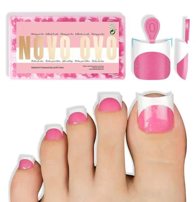 Image de Ongles artificiels French Tip, rose vif, forme carrée, ensemble de 240 pièces, 15 tailles différentes