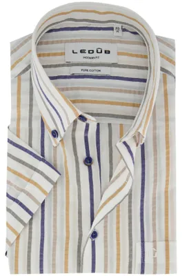 Produktbild von Hemd gestreift weiß Ledub modern fit kurze Ärmel reine Baumwolle