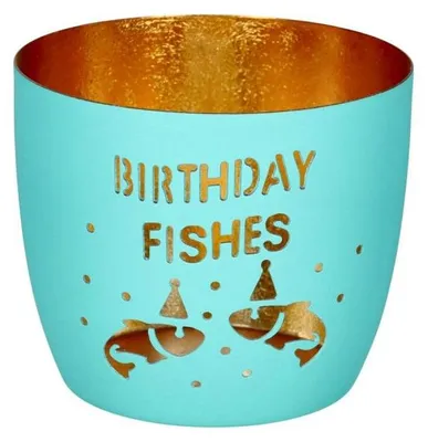 Produktbild von Gift Company Windlicht Madras Birthday Fishes Türkis
