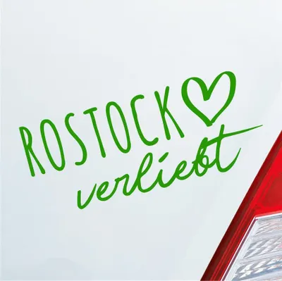 Produktbild von Auto Aufkleber Rostock verliebt Herz Stadt Heimat Liebe Car 19x8 cm Hellgrün Sticker Heckscheibenaufkleber