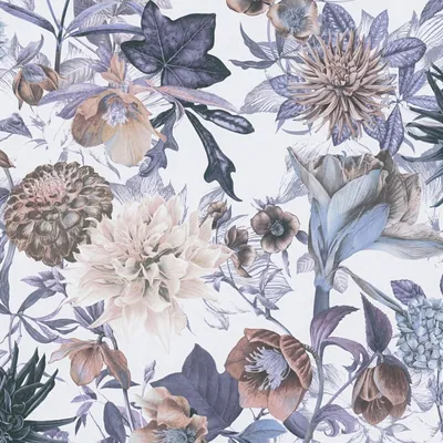 Produktbild von Profhome 381751-GU Blumen Vliestapete Floral matt weiß blau beige grau 5,33 m2