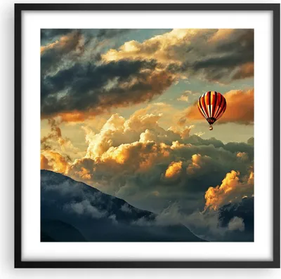 Produktbild von Gerahmtes Poster - Schwarzer Rahmen - Wolken Ballon Flug - 50x50 cm - Wand Bild - Wanddeko - Wandbilder - Kunstposter - Wandposter - Bilderrahmen - Bilder - Kunstdruck - Wandbild - P2BAC50x50-3791