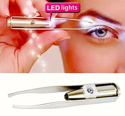 Image de Pince à sourcils UNIQ avec éclairage LED – Pince de précision en acier inoxydable