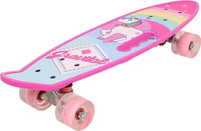 Produktbild von Mini Skateboard mit Leuchtende für Anfänger Kinder Jugendliche Erwachsene 61x18cm Rosa