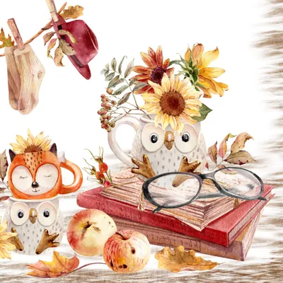 Obrázok produktu pre Servítky papierové 33x33cm 3-vrstvové s motívom sovy a líšky 20 ks.