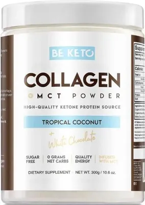 Immagine prodotto di BeKeto Keto Collagen con olio MCT al gusto di cocco e cioccolato bianco 300g