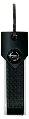 Image de Porte-clés pour voiture Opel, fermeture par anneau, 90 x 20 mm, blanc, logo noir