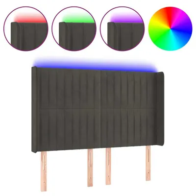 Produktbild von vidaXL LED Kopfteil Dunkelgrau 147x16x118/128 cm Samt
