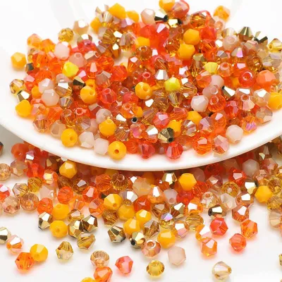 400 Stück 4 mm facettierte Glasperlen, orange