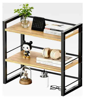 Produktbild von Schreibtischregal Organizer aus Holz, Mini Regal für Schreibtisch, Aufbewahrungsregal