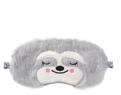 Produktbild von Schlafmaske für Kinder, weiche Plüsch-Augenmaske für Kinder, niedliche, atmungsaktive Schlafmaske für Mädchen und Jungen, für Nickerchen, Reisen, Weihnachtsgeschenk (grau, Faultier)