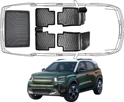 Produktbild von 3D Fußmatten & Kofferraumwanne Auto Set Kompatibel mit Citroën C3 Aircross 2017 - 2024